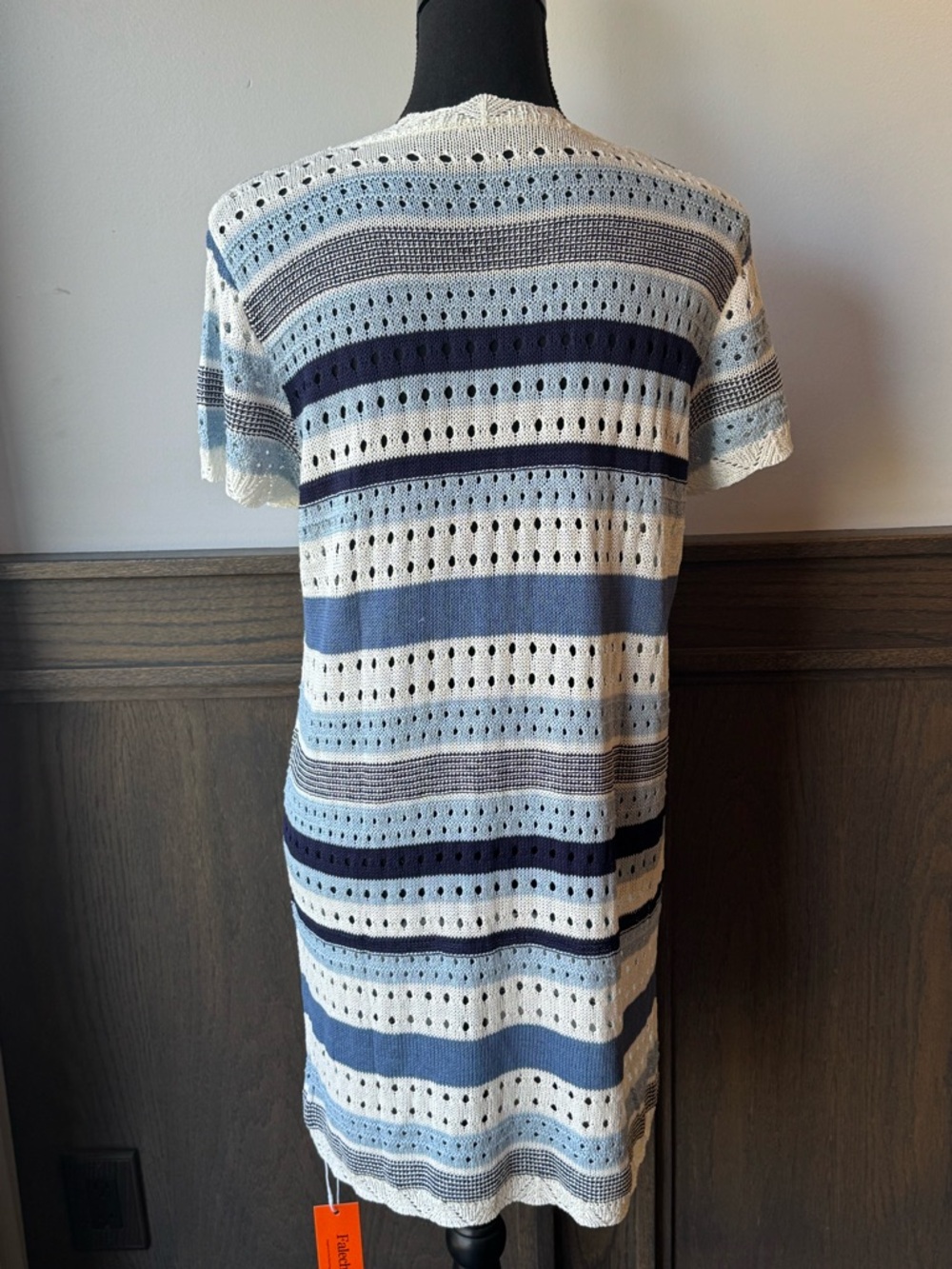 Women’s Blue & White Striped Knit Swim Coverup - Picture 3 of 6